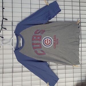 Made by 47 CHICAGO CUBS Women's 3/4 Sleeve Shirt Size Large Gray and Blue
